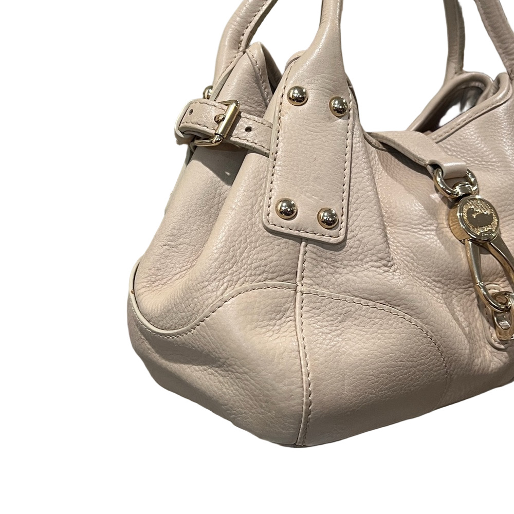 Dooney & Bourke Cream Leather Shoulder Bag - Picture 5 of 16